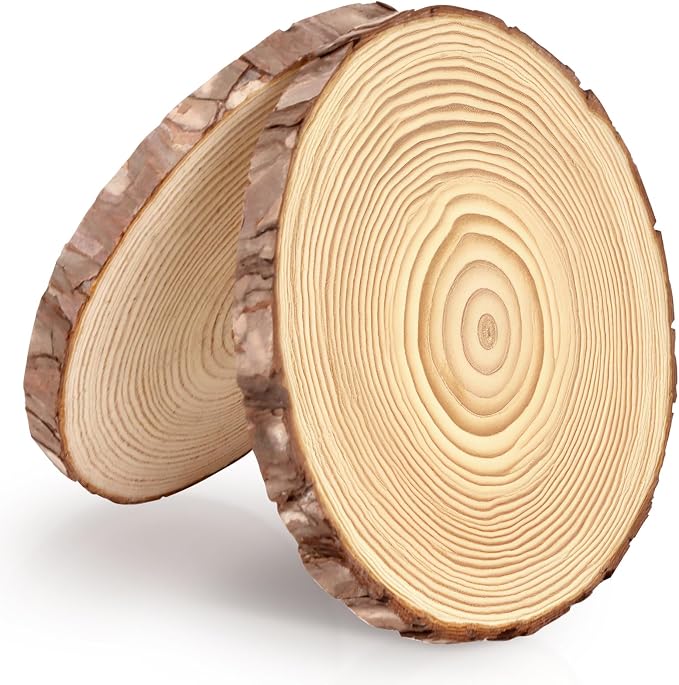 FSWCCK 2 Pack Nature Unfinished Round Wood Slices, 9-11 Inches Wooden Circle by FSWCCK