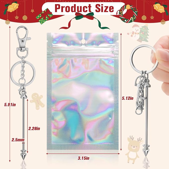 ROADPLUM 25 Pcs Beadable Keychain Bar Set, DIY Alloy Blank Beadable Items - Image 3