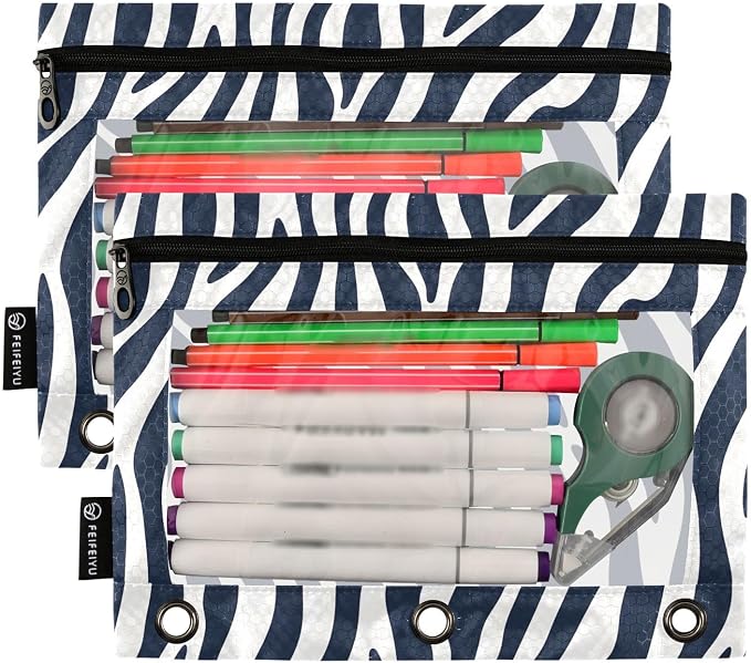 Blue White Zebra Print Pencil Pouch - Image 2