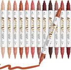 Reddish Brown Acrylic Paint Pens, Water Based 12 Colors Dual Tip Acrylic Paint by DIYChristmasGiftSupplies