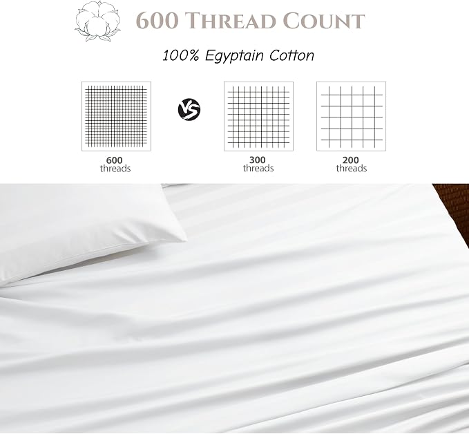 Cotton Flat Sheets Only, 600 TC 100% Cotton Flat Sheet Top Sheet Only, TwinXL - Image 3