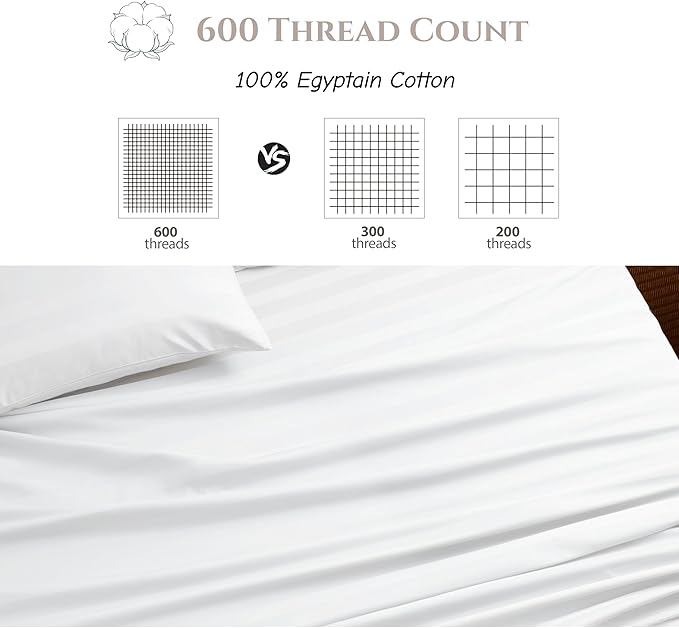 Cotton Flat Sheets Only, 600 TC 100% Cotton Flat Sheet Top Sheet Only, Twin - Image 3