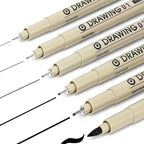 Muchcute Micro Fineliner Drawing Art Pens: 6 Black Fine Line Waterproof Ink Set by Muchcute