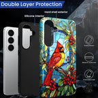 for Samsung Galaxy S26+ Case, Stained Glass Cardinal Bird Pattern Glossy 2 in 1 - Image 6
