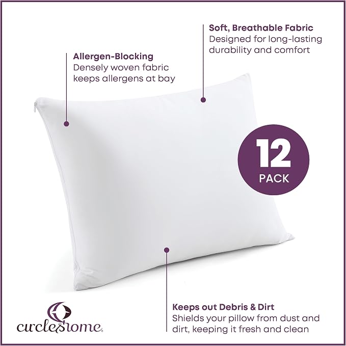 CirclesHome Pillow Protectors 12 Pack King Zippered - Image 2