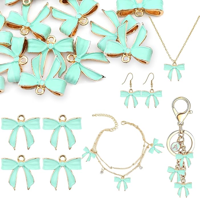 Bow Charms for Bracelet Jewelry Making Cute Bracelet Charms | 18Pcs, Bow Charms by Unknown