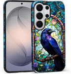 for Samsung Galaxy S26 Ultra Case, Crow Faux Stained Glass Pattern Glossy 2 in by Teonvpu