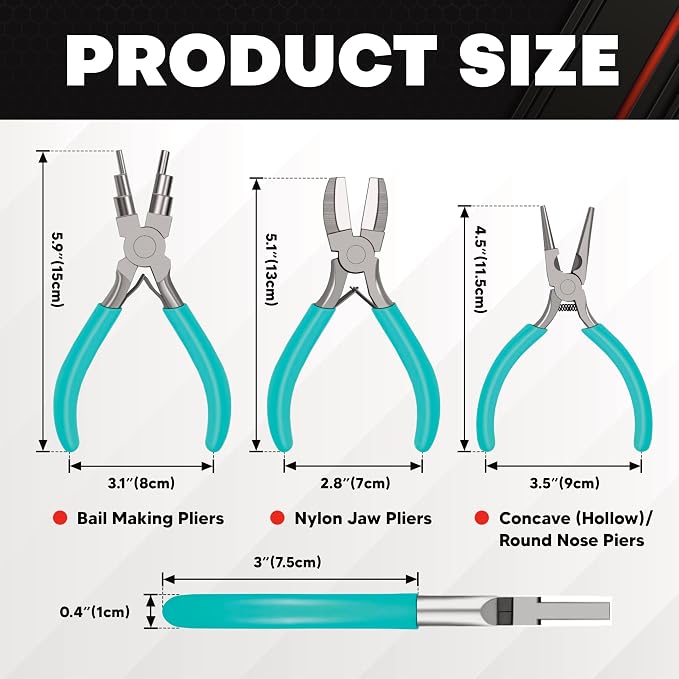 C&T 3-Piece Jewelry Pliers Set, Jewelry Making Tools Kit, Micro Jewelry Plier - Image 2