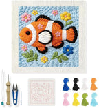 INFUNLY Clownfish Punch Needle Kit Cute Fish DIY Embroidery Punch Needle Set by INFUNLY