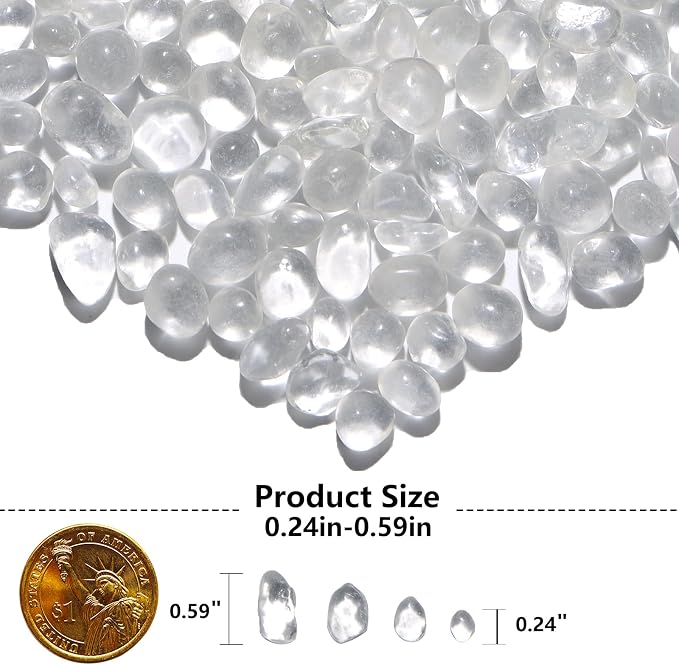 QYGL 0.55LB White Clear Glass Pebbles, Tumbled Sea Glass Stones - Image 3