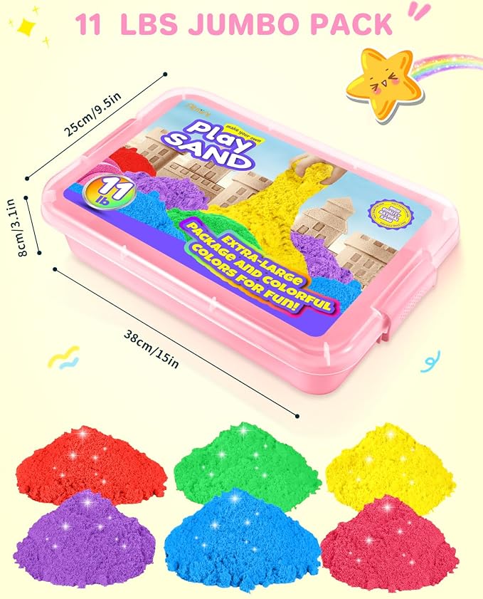 AtMini Play Sand with 6 Colored Sands of 11lbs, Including a Sand Tray with Lid - Image 6