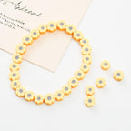 100pcs Yellow Sunflower Polymer Clay 10mm Spacer Beads - Image 2
