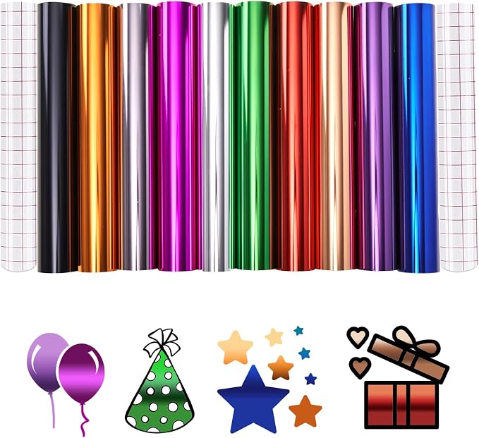 Tintnut Holographic Permanent Vinyl Metallic Adhesive Vinyl 10 Pcs 12x12in | by Tintnut