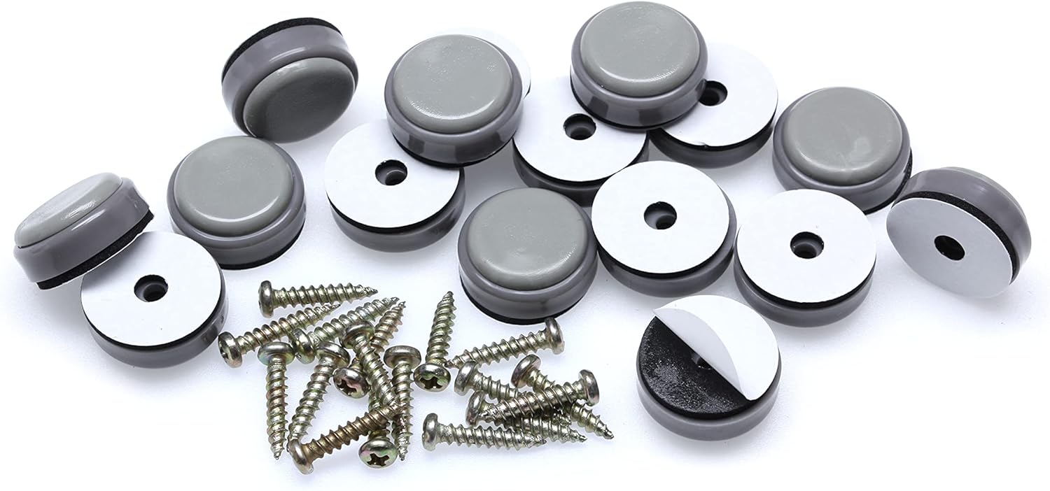 GorillaGlides 1 Inch Chair Sliders/Furniture Floor Protectors (16 Furniture Glides) Self-Adhesive Screw On Chair Glides for Sliding on Low-Pile Carpet & Hard Surface Floors, Round
