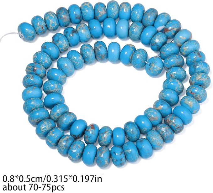 Songxi 5x8mm Natural Blue Emperor Stone Rondelle Beads, Gemstone - Image 2