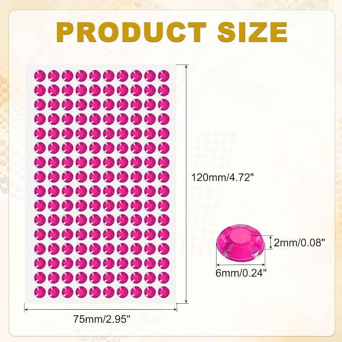 HARFINGTON 5 Sheet/800pcs Rhinestone Adhesive Stickers Self Adhesive Acrylic - Image 2