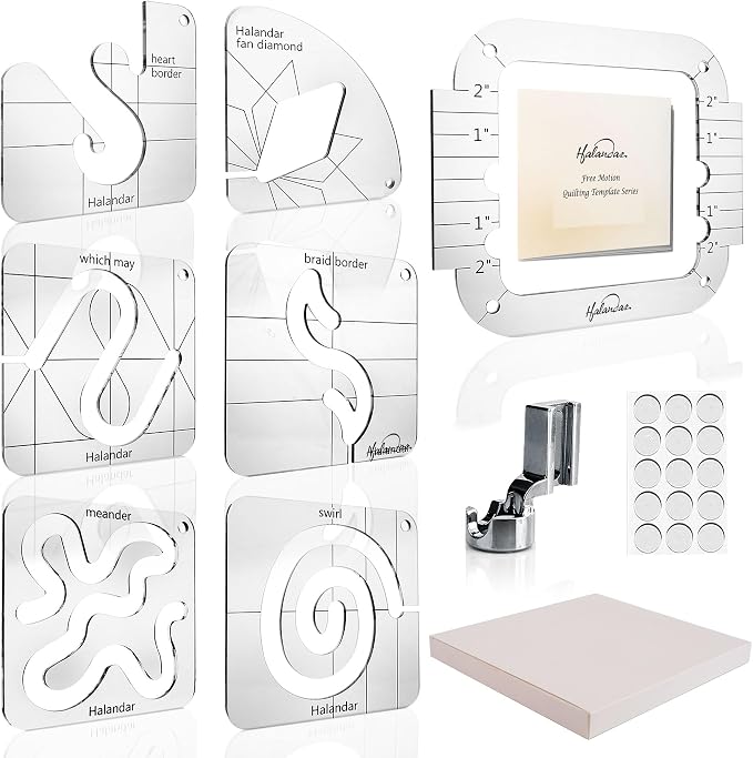6 Pcs Free Motion Quilting Template Series by Halandar