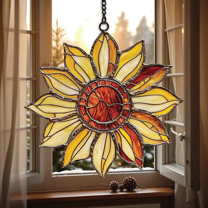 Sunflower Acrylic Suncatcher Window Hanging Floral Window Decor Garden Gift - Image 2