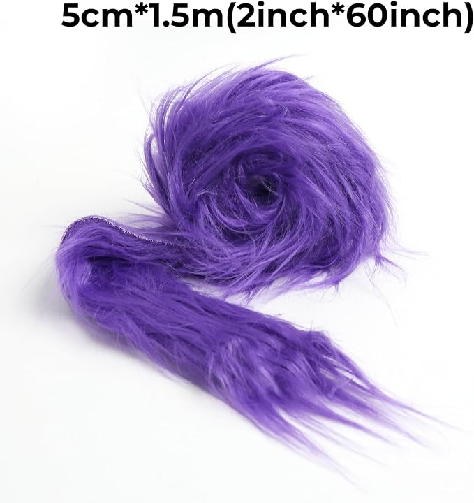 Shaggy Plush Faux Fur Fabric Precut Strips Purple Fur Fluffy Fuzzy Craft Fur - Image 2