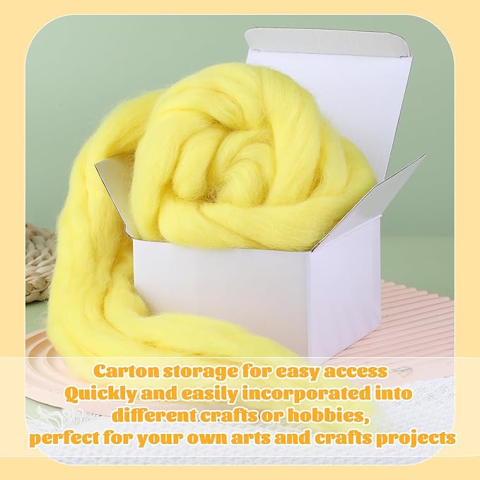 3.53oz Wool Roving, Fiber Roving Wool Top, Needle Felting Supplies, Pure Wools - Image 9