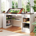 Verano Garden 55.1" Drafting Table, Craft Art Table, Computer Desk | Storage by VeranoGarden