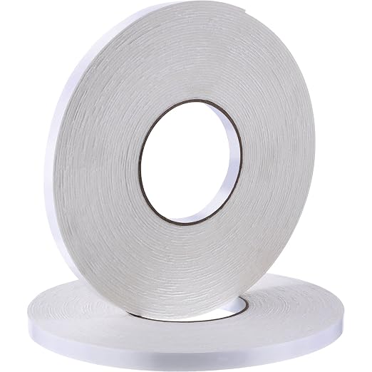 Tatuo 2 Rolls Double Sided Foam Tape 1/2 inches by 50 Feet White PE Foam Tape by Tatuo