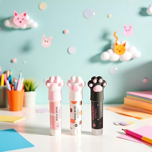 3Pcs Random Color Cat Claw Cute Glue Stick Kawaii Stationery Binding Tool - Image 2