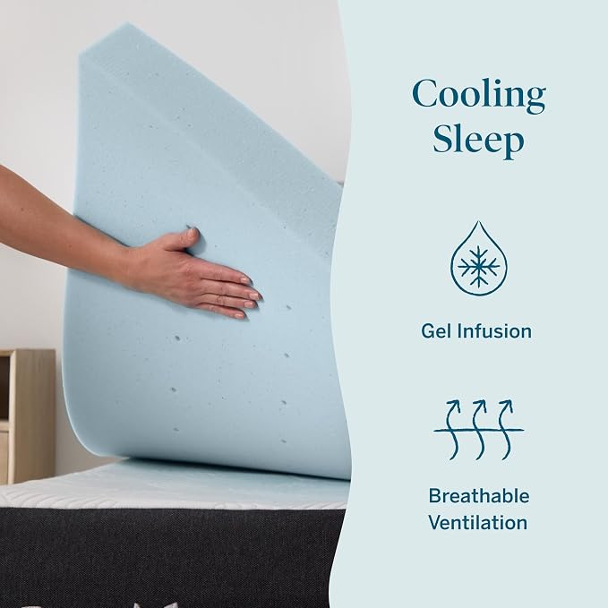 Lucid 3 Inch Memory Foam Mattress Topper, Full Size – Cooling Gel Bed Topper – - Image 2