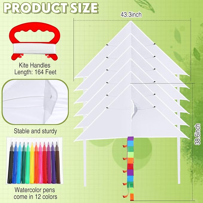 Libima 50 Pcs DIY Blank Kites for Kids Bulk Large Kite Making Kit Easy to Fly - Image 2