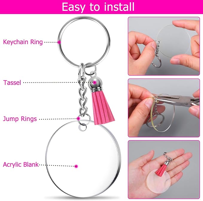 Acrylic Blank Keychains, Shynek Clear Keychain Blanks - Image 4