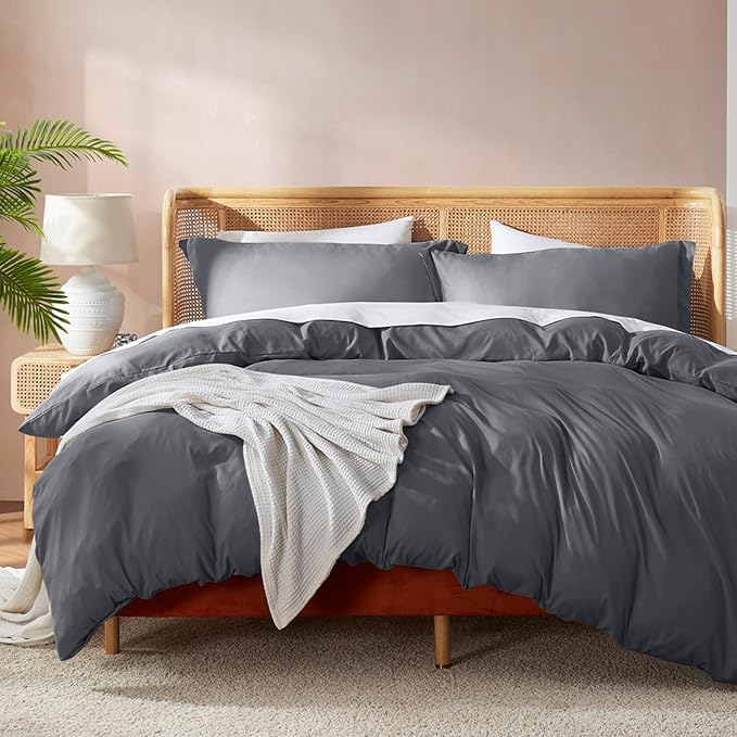 Nestl Dark Grey Duvet Cover Queen Size by Nestl