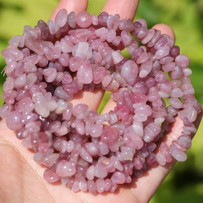 400Pcs 5-8mm Natural Madagascar Rose Quartz Chip Stone Beads | Pre-Drilled by DQJRJTJewelryMakingCraftsSupplies