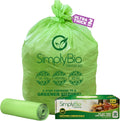 Simply Bio 60-65 Gallon Compostable Trash Bags Liners Flat-Top, Heavy Duty Extra Thick 2 Mil, 242.27 Liter, 12 Bags, Lawn, Yard, and Restaurant Use, ASTM D6400, US BPI, OK Compost Home Certified