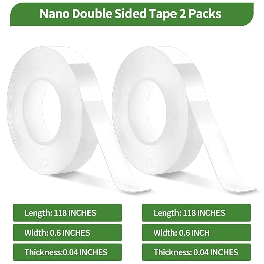 2 Pack Nano Double Sided Tape Duty Mounting Tape Sticky Walls, Double Sided - Image 2