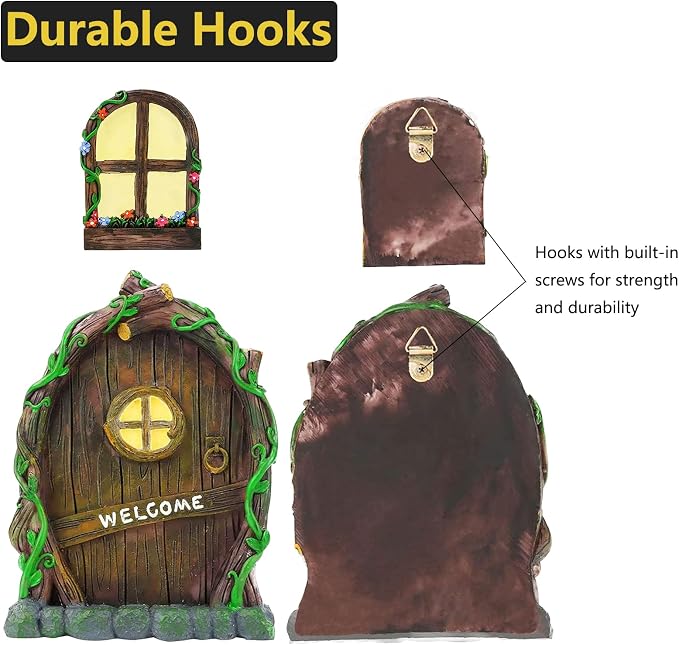 Miniature Fairy Garden Accessories: Glow in The Dark Fairy Door and Windows - Image 6