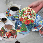 ijbnhd 8 PCS Christmas Diamond Art Coasters Kit Diamond Painting Coasters | - Image 4