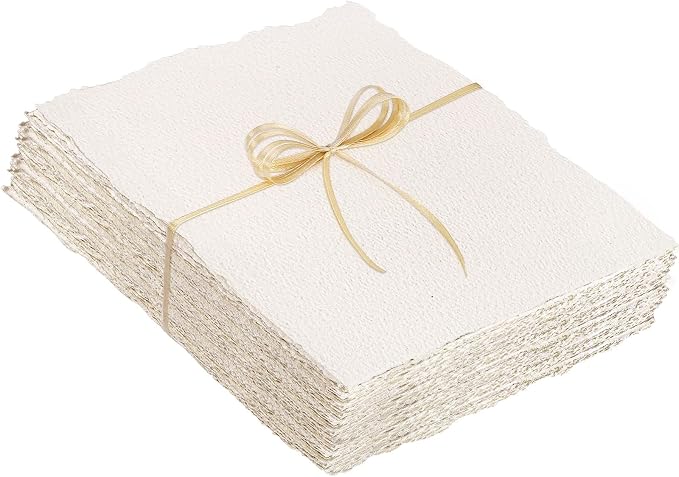 Prudiut 50 Sheets Cotton Watercolor Paper, 8.5 x 11 Inches, 300 GSM, Deckled by Prudiut