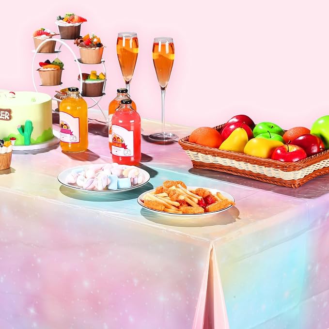 Tiamon 3 Pcs Pastel Rainbow Tablecloths Birthday Decorations Pastel Table Cloths - Image 5
