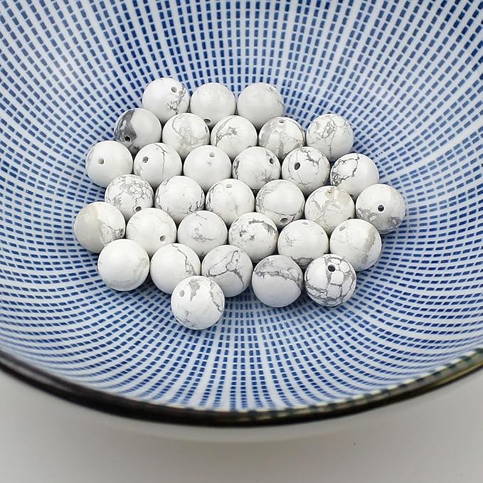 MJDCB AAAA Natural Stone Beads White Howlite Turquoise Round Loose Beads - Image 6