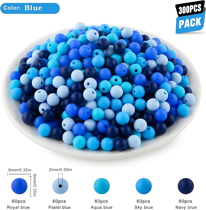 300Pcs Silicone Beads 9mm Mix Color, Bulk Silicone Beads 9mm - Image 2
