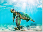 JAPO ART Green Sea Turtle Wall Decor Tropical Canvas Wall Art Prints Hawaii by JAPOART