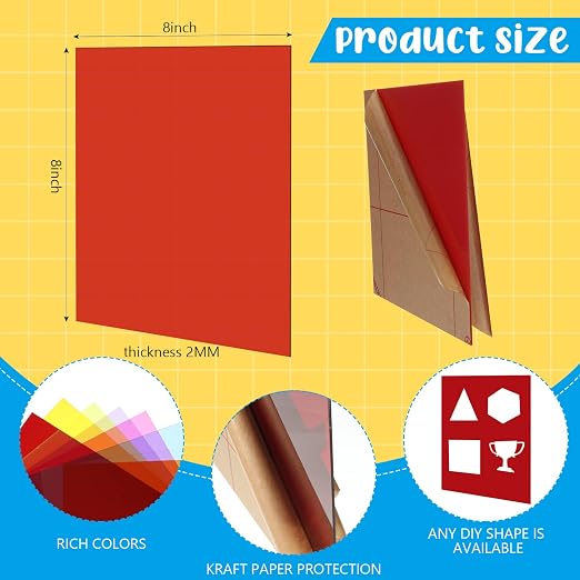 Cindeer 24 Pcs 8 x 8 Inch Colored Cast Acrylic Sheets 0.08'' Thick/ 2mm - Image 2