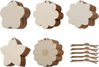 Flower 30pc 5Types Unfinished Wooden Gift Ornaments DIY Craft Birthday Present - Image 6