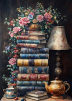 Book Flower Diamond Art Kits for Adults, DIY 5D Vintage Diamond Painting Kits by RYMILIE