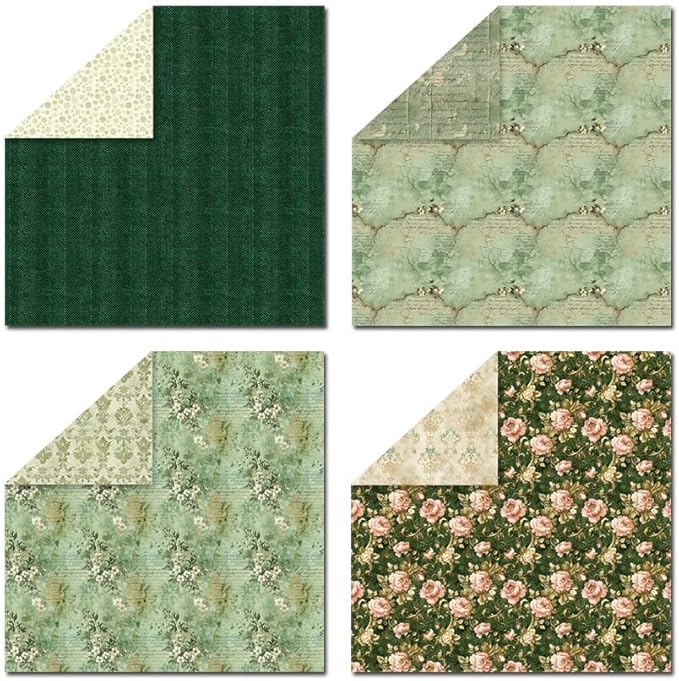 Scrapbook Paper & Scrapbooking Supplies, Vintage Green 6x6 Double-Sided - Image 7