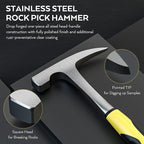 INCLY 15 PCS Geology Rock Pick Hammer Kit, 32oz Hammer & 3 PCS Digging Chisels - Image 3