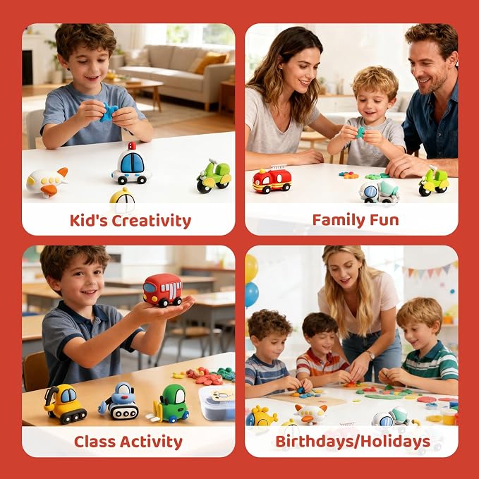 Both idea Air Dry Clay Kit, Car Theme | 12 Packs, Non-Toxic Kids Gift | School - Image 7