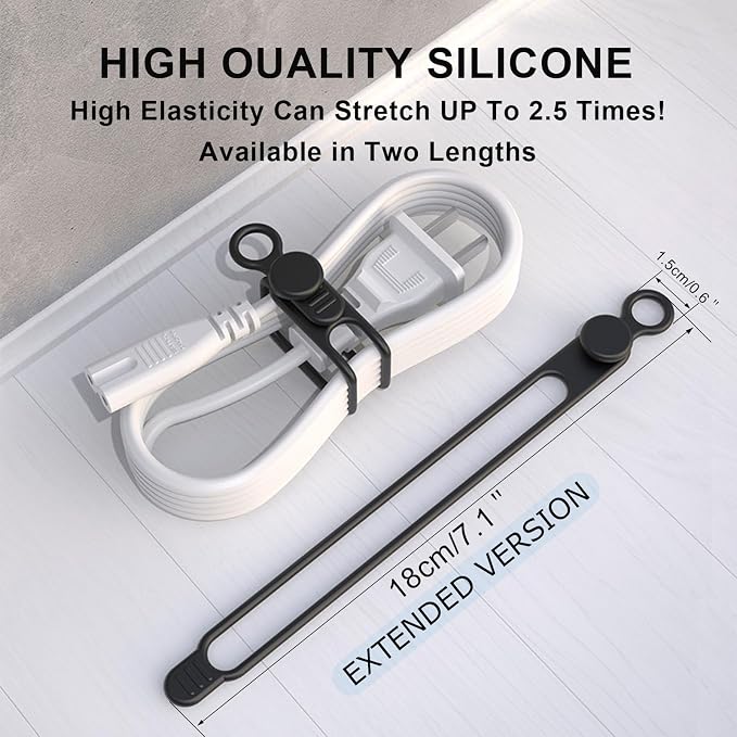 UMUST Silicone Cable Straps, Reusable Cable Ties，Travel Cord Organizer，Wire - Image 2