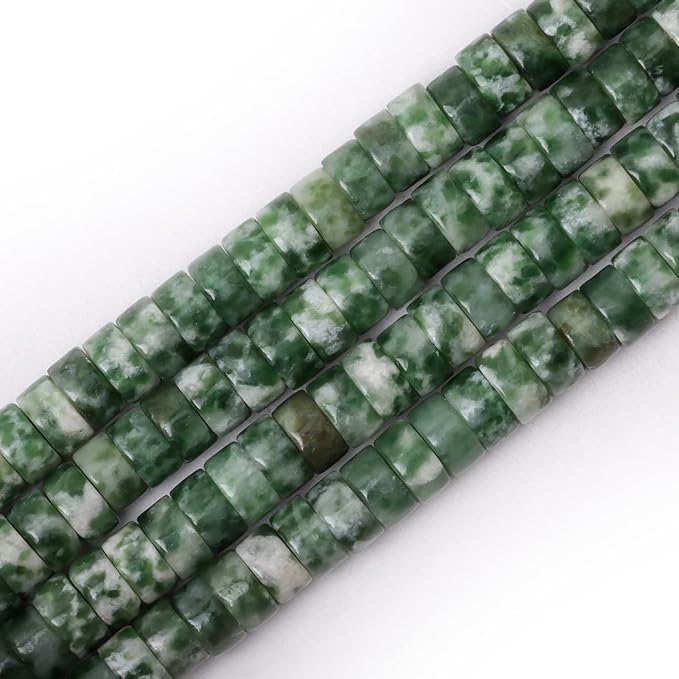 Natural Stone Heishi Beads for Necklace Making, 4 mm x 2 mm Small Flat Round by YUGDRUZY