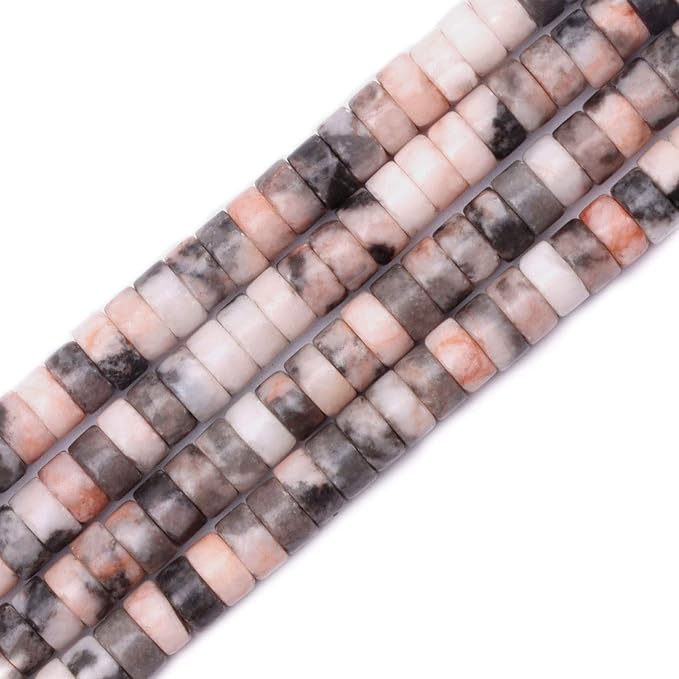 Natural Stone Heishi Beads for Necklace Making, 4 mm x 2 mm Small Flat Round by YUGDRUZY